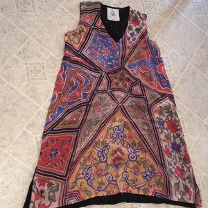 NIDA AZWER REAL SILK PRINT TUNIC MIDI TYPE DRESS